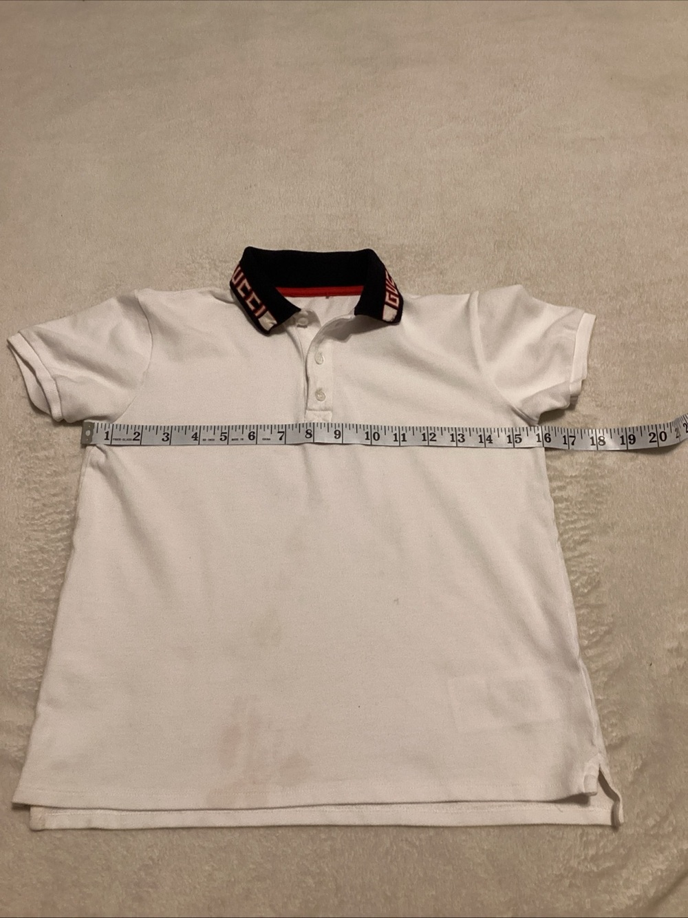 Gucci White Polo with Black Logo Collar and Red Trim - Picture 5 of 13